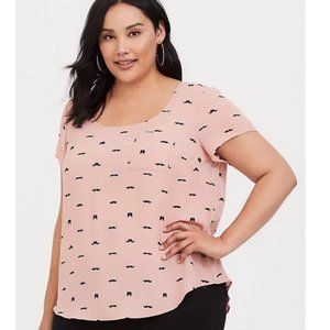 Torrid Blush Mustache Georgette Blouse Sz 2